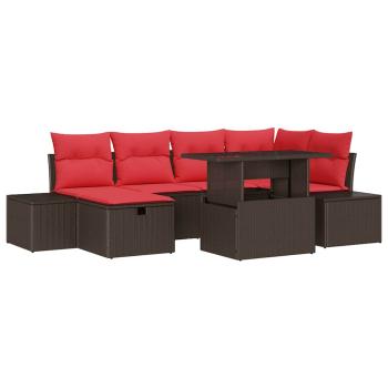Gartensofa-set 7 stk. Poly-Rattan