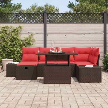 Gartensofa-set 7 stk. Poly-Rattan