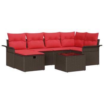 Gartensofa-set 7 stk. Poly Rattan
