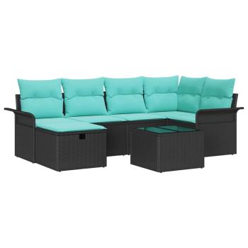 Gartensofa-set 7 stk. Poly Rattan
