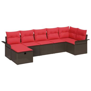 Gartensofa-set 7 stk. Poly Rattan