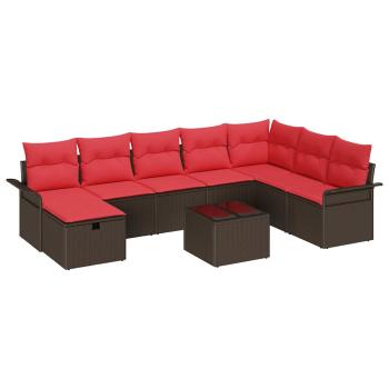 Gartensofa-set 9 stk. Poly Rattan