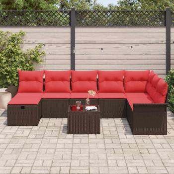 Gartensofa-set 9 stk. Poly Rattan