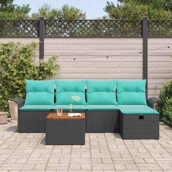 Gartensofa-set 6 Stk. Schwarz Poly Rattan