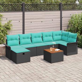 ARDEBO.de - Gartensofa-set 8 Stk. Schwarz Poly Rattan