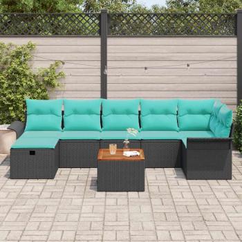 Gartensofa-set 8 Stk. Schwarz Poly Rattan