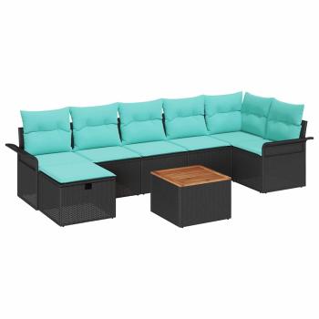 Gartensofa-set 8 Stk. Schwarz Poly Rattan