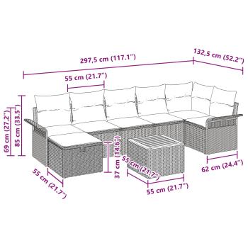 Gartensofa-set 8 Stk. Schwarz Poly Rattan