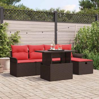 ARDEBO.de - Gartensofa-set 6 Stk. Braun Poly-Rattan