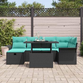 Gartensofa-set 7 Stk. Schwarz Poly-Rattan