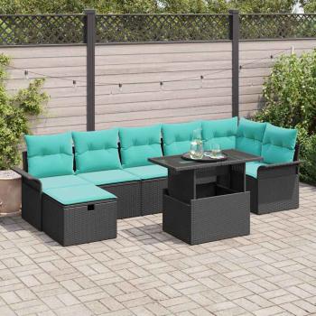 ARDEBO.de - Gartensofa-set 8 Stk. Schwarz Poly-Rattan