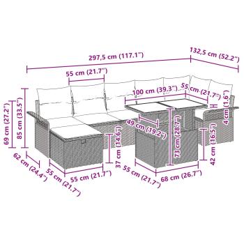 Gartensofa-set 8 Stk. Schwarz Poly-Rattan
