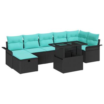 Gartensofa-set 8 Stk. Schwarz Poly-Rattan