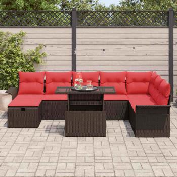 Gartensofa-set 9 Stk. Braun Poly-Rattan