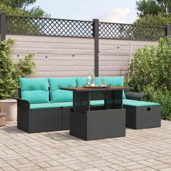 ARDEBO.de - Garten-Sofa-Set 6 stk. Schwarz Poly-Rattan