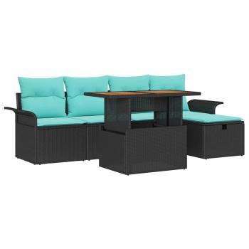 Garten-Sofa-Set 6 stk. Schwarz Poly-Rattan
