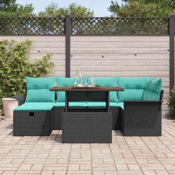 Garten-Sofa-Set 7 stk. Schwarz Poly-Rattan