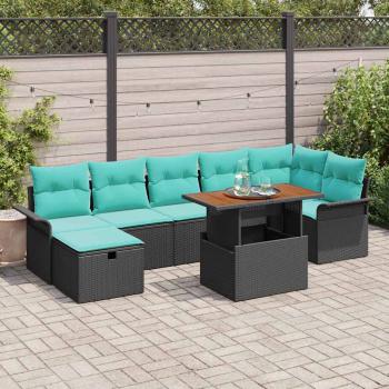 ARDEBO.de - Garten-Sofa-Set 8 stk. Schwarz Poly-Rattan