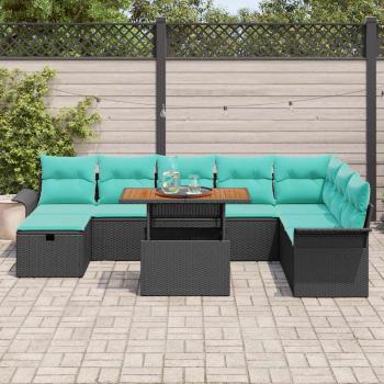 Garten-Sofa-Set 9 stk. Schwarz Poly-Rattan