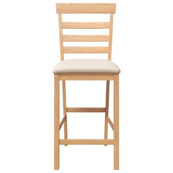 Barhocker mit Kissen 2 Stk. Natur Massivholz Gummibaum
