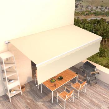 ARDEBO.de - Markise Manuell Einziehbar mit Rollo 6x3 m Creme