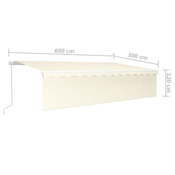 Markise Manuell Einziehbar mit Rollo 6x3 m Creme