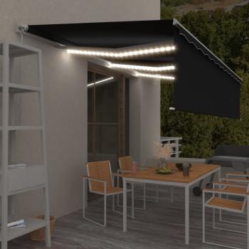 ARDEBO.de - Markise Manuell Einziehbar mit Rollo & LED 6x3 m Anthrazit