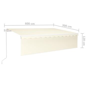 Markise Automatisch Einziehbar mit Volant 6x3 m Creme