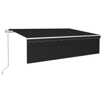 Markise Automatisch Einziehbar mit Volant 6x3 m Anthrazit
