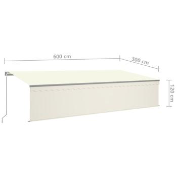 Markise Manuell Einziehbar mit Rollo & LED 6x3 m Creme