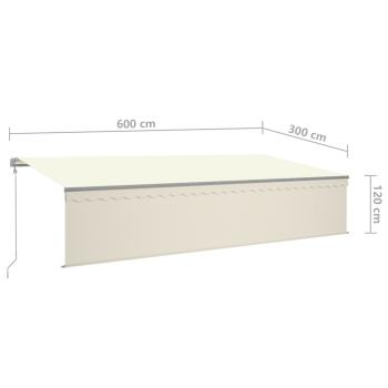 Markise Automatisch mit Rollo LED Windsensor 6x3 m Creme