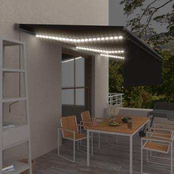 ARDEBO.de - Markise Automatisch mit Rollo LED Windsensor 6x3m Anthrazit