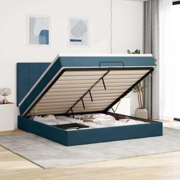 ARDEBO.de - Ottoman-Bett mit Matratzen Dunkelblau 160x200 cm Samt