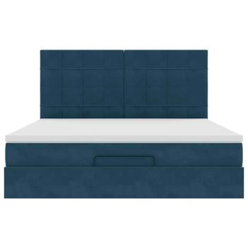 Ottoman-Bett mit Matratzen & LEDs Dunkelblau 160x200 cm Samt