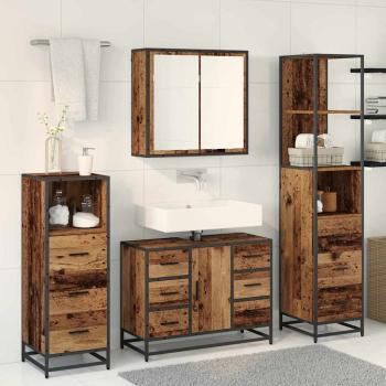Badezimmermöbel-Set 3 stk. Altholz 80 x 33 x 60 cm