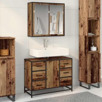 ARDEBO.de - Badezimmermöbel-Set 2 stk. Altholz 80 x 33 x 60 cm