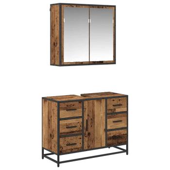 Badezimmermöbel-Set 2 stk. Altholz 80 x 33 x 60 cm