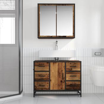 Badezimmermöbel-Set 2 stk. Altholz 80 x 33 x 60 cm
