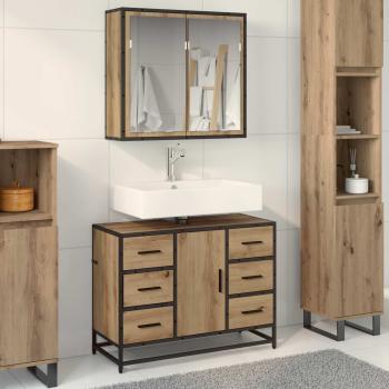 ARDEBO.de - Badezimmermöbel-Set 2 stk. Artisan-Eiche 80 x 33 x 60 cm