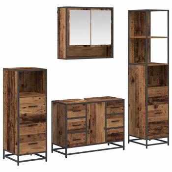 Badezimmermöbel-Set 4 stk. Altholz 80 x 33 x 60 cm
