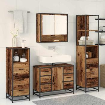Badezimmermöbel-Set 4 stk. Altholz 80 x 33 x 60 cm