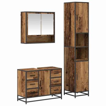 Badezimmermöbel-Set 3 stk. Altholz 90 x 33 x 60 cm