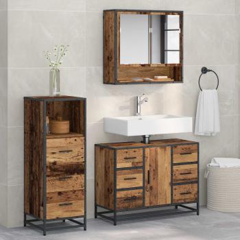 ARDEBO.de - Badezimmermöbel-Set 3 stk. Altholz 80 x 33 x 60 cm