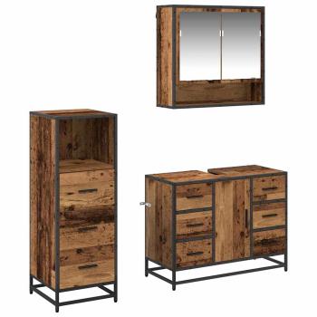 Badezimmermöbel-Set 3 stk. Altholz 80 x 33 x 60 cm