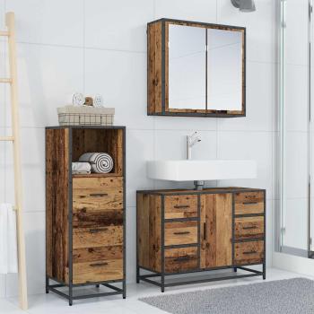 Badezimmermöbel-Set 3 stk. Altholz 80 x 33 x 60 cm