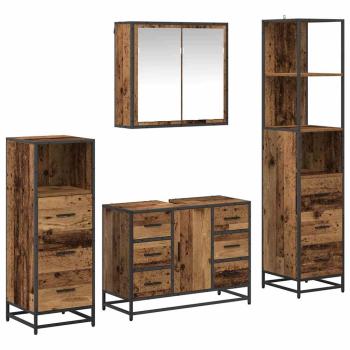 Badezimmermöbel-Set 4 Stk. Altholz Holzwerkstoff