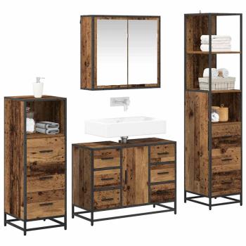 Badezimmermöbel-Set 4 Stk. Altholz Holzwerkstoff