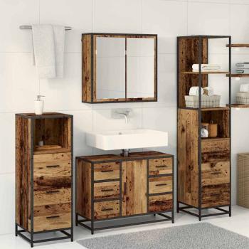Badezimmermöbel-Set 4 Stk. Altholz Holzwerkstoff