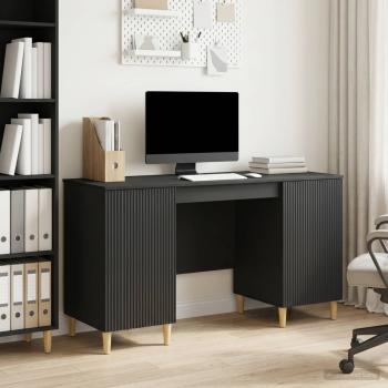 ARDEBO.de - Schreibtisch mit Regal Schwarz 142,5 x 50 x 75 cm Holzwerkstoff