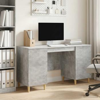 ARDEBO.de - Schreibtisch mit Tür Betongrau 142,5 x 50 x 75 cm Holzwerkstoff